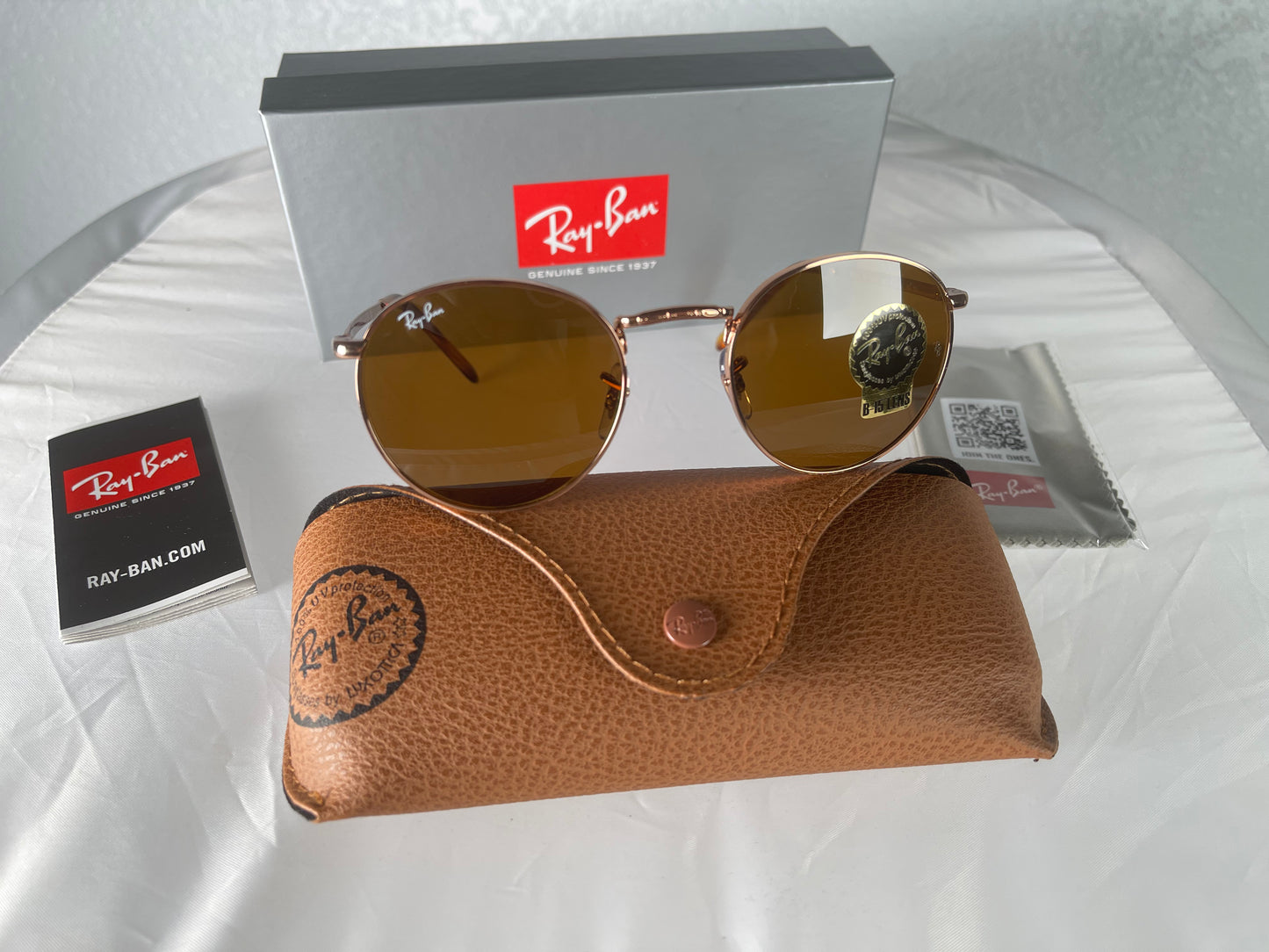 Ray-Ban RB3637 NEW ROUND Color: 920233 Rose Gold / brown Lens Size: 50-21-140