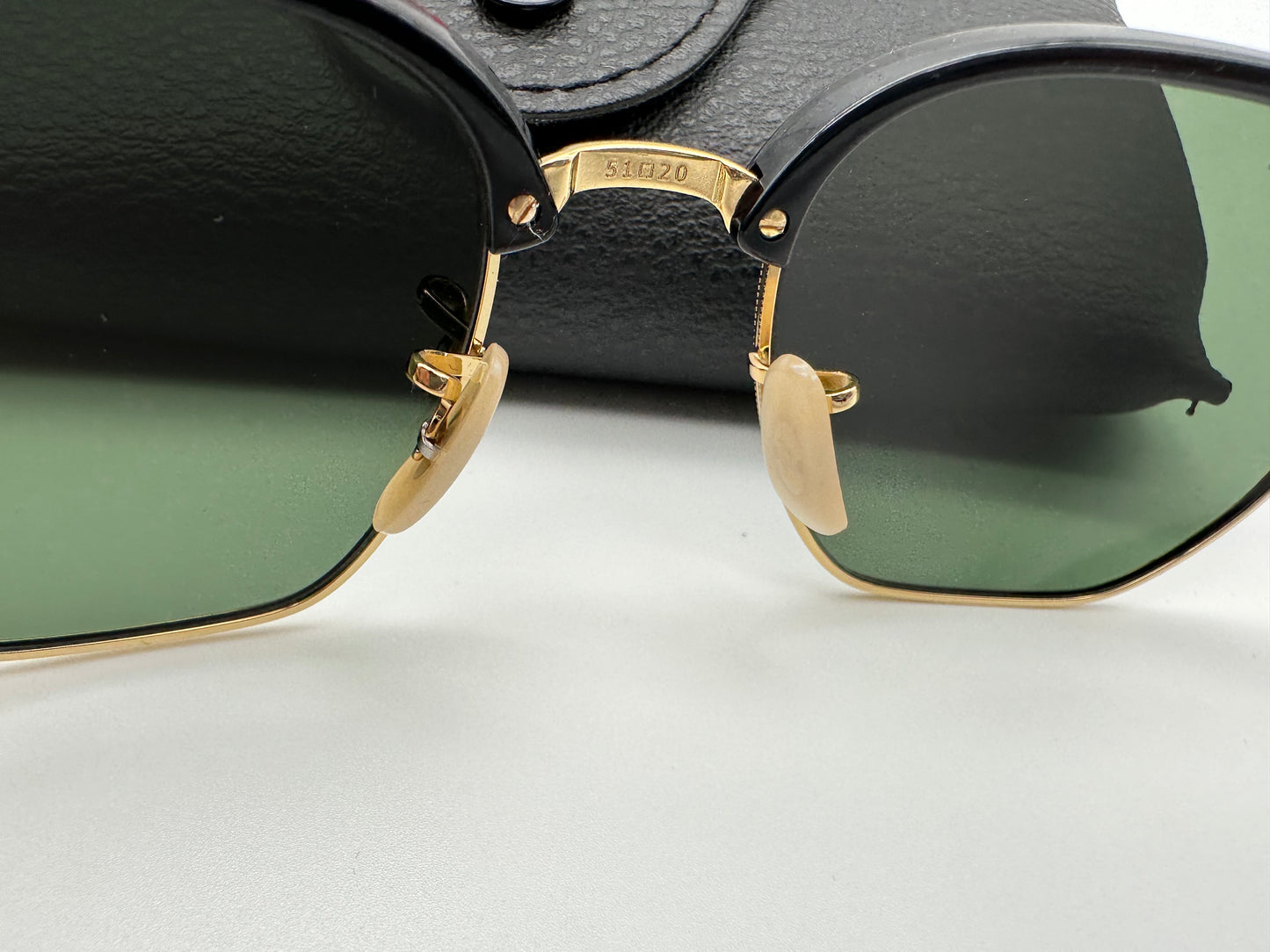 Ray Ban New Clubmaster RB 4416 601/31 51mm Black On Gold Green Classic Glass Lenses