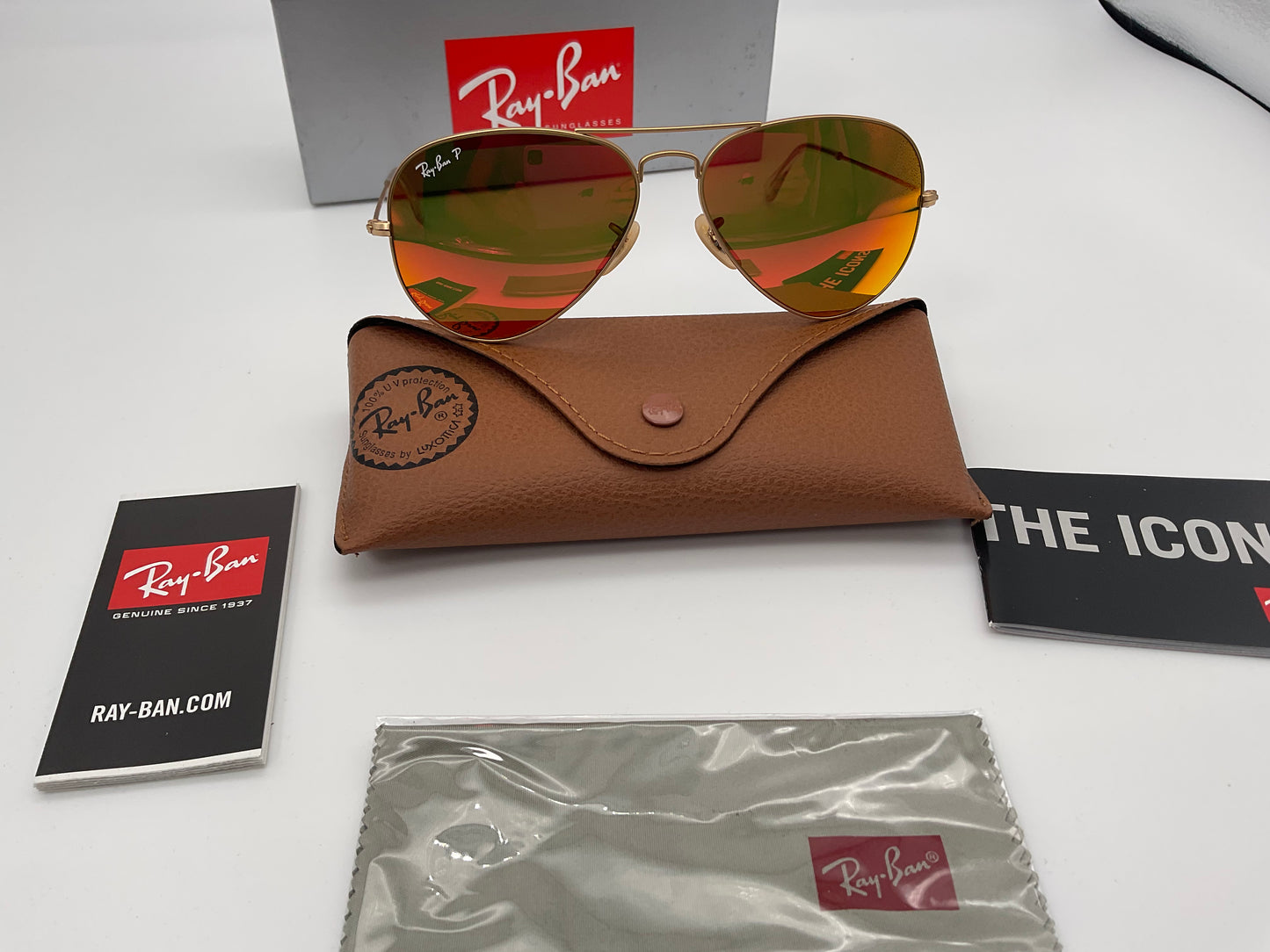 Ray Ban Aviator 58mm Flash Lenses Polarized Orange Sunglasses RB3025 112/4D made in Italy MSRP $213
