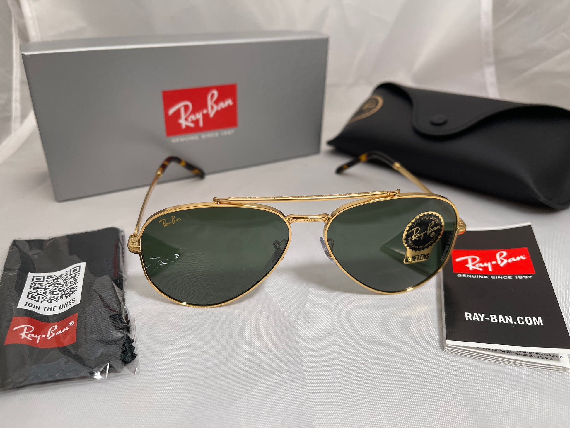 Ray Ban New Aviator RB 3625 9196 31 58mm Gold Frame G15 Lens
