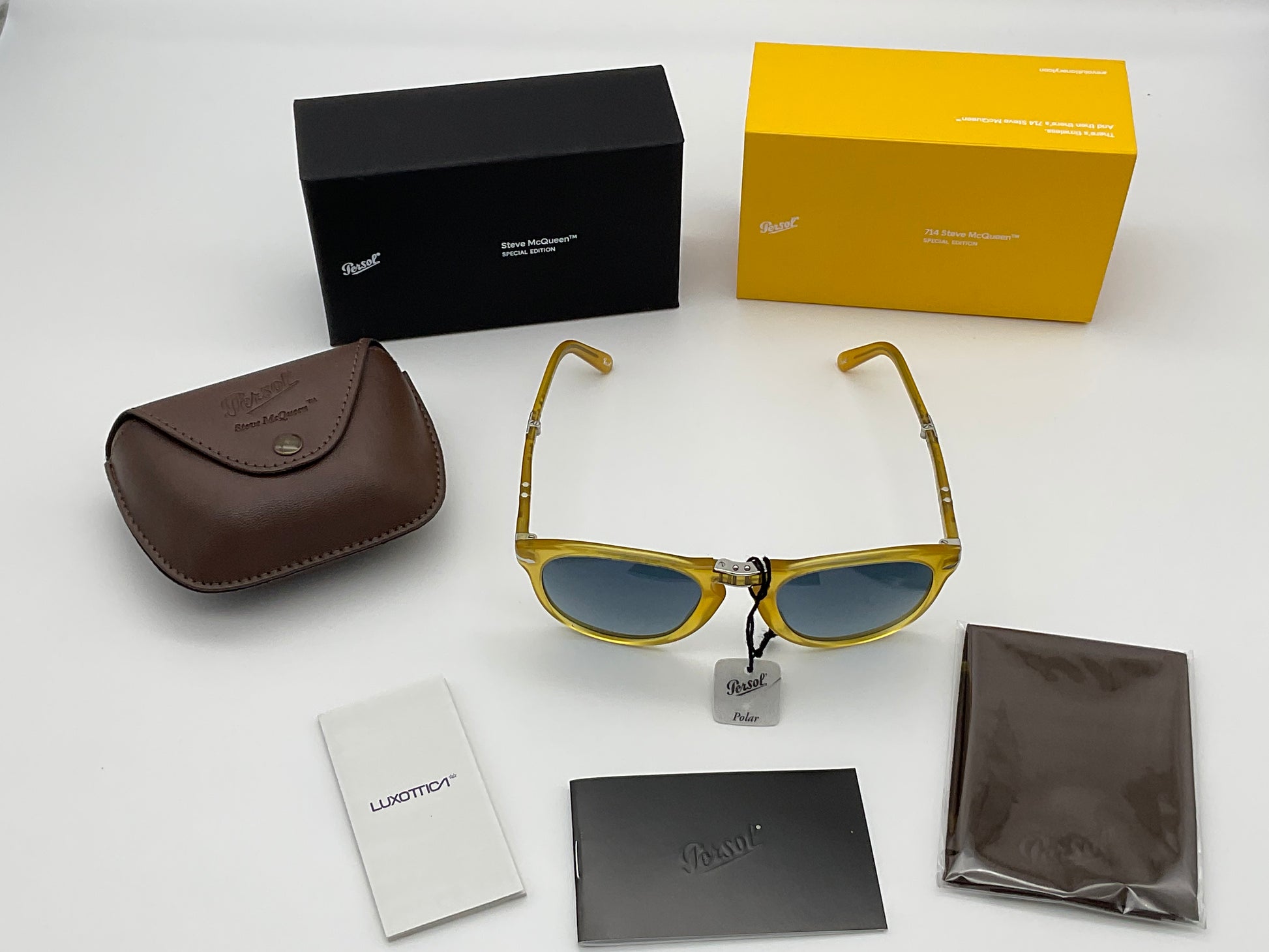 Persol 714SM 54MM Steve McQueen Folding Opal Yellow Polarized