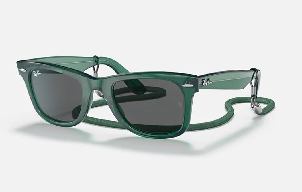 Ray-Ban Wayfarer 50mm RB2140 6615B1 Transparent Green/Dark Grey Sunglasses