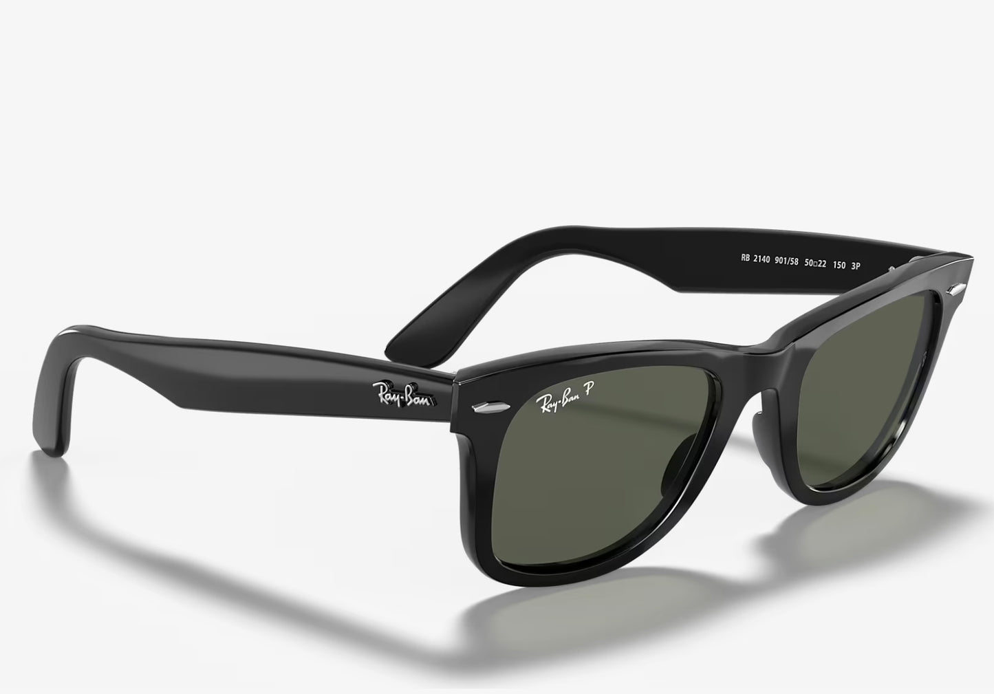 Ray Ban Original Wayfarer Classic 50mm RB 2140 901/58 Black Green Polarized hand made in Italy NEW