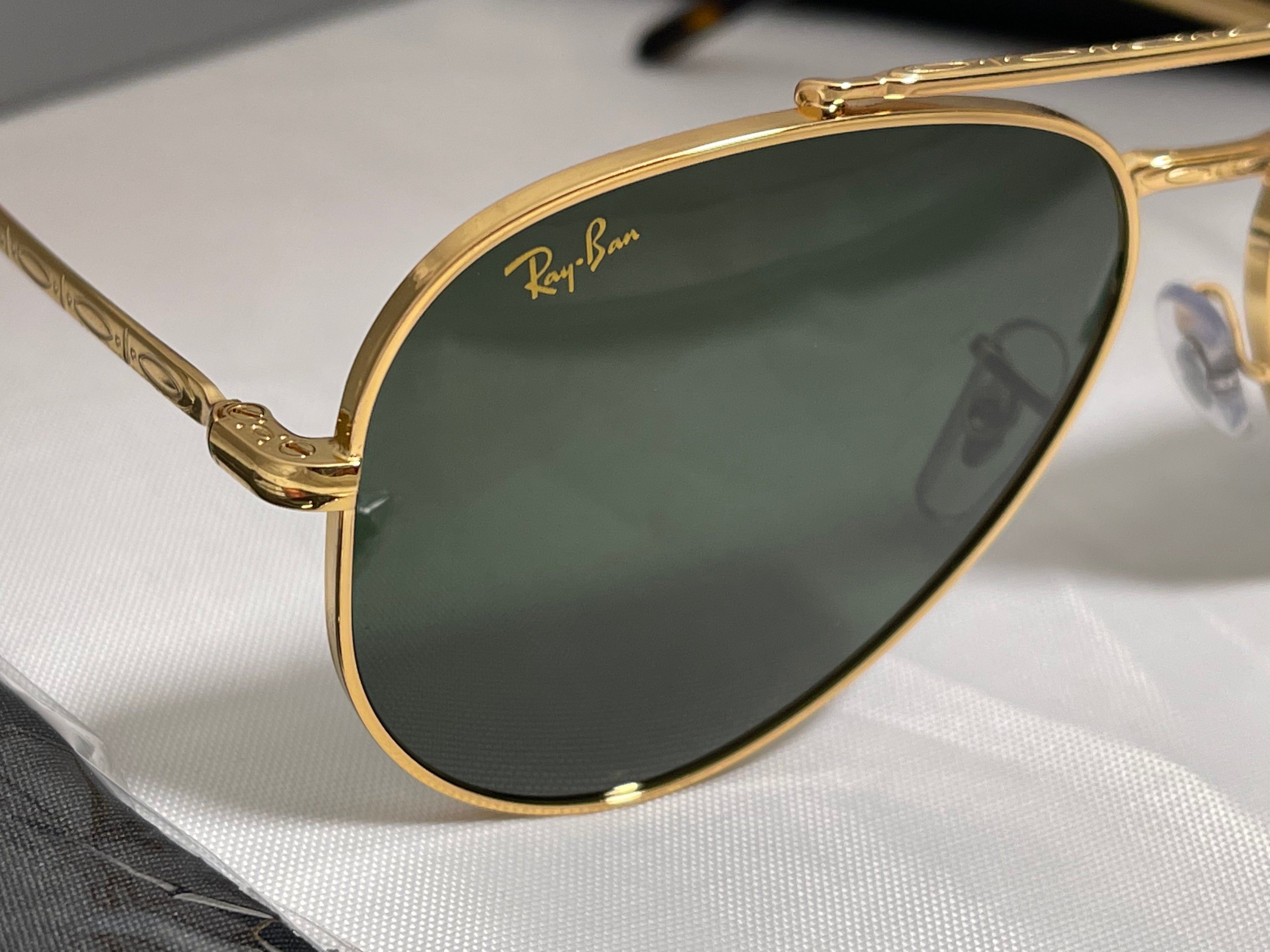 Ray Ban Aviator Sunglasses Luxottica & Case Italy Lei Peng Gold Frame New G-15