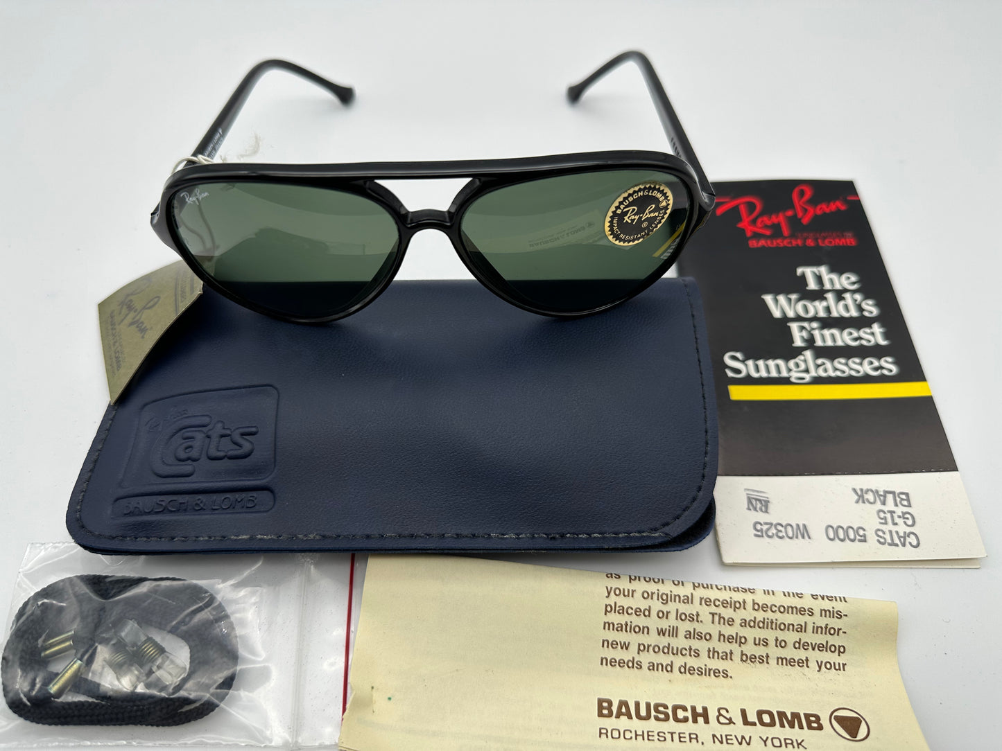Vintage Ray Ban B&L CATS 5000 W025 Black G-15 New Old Stock