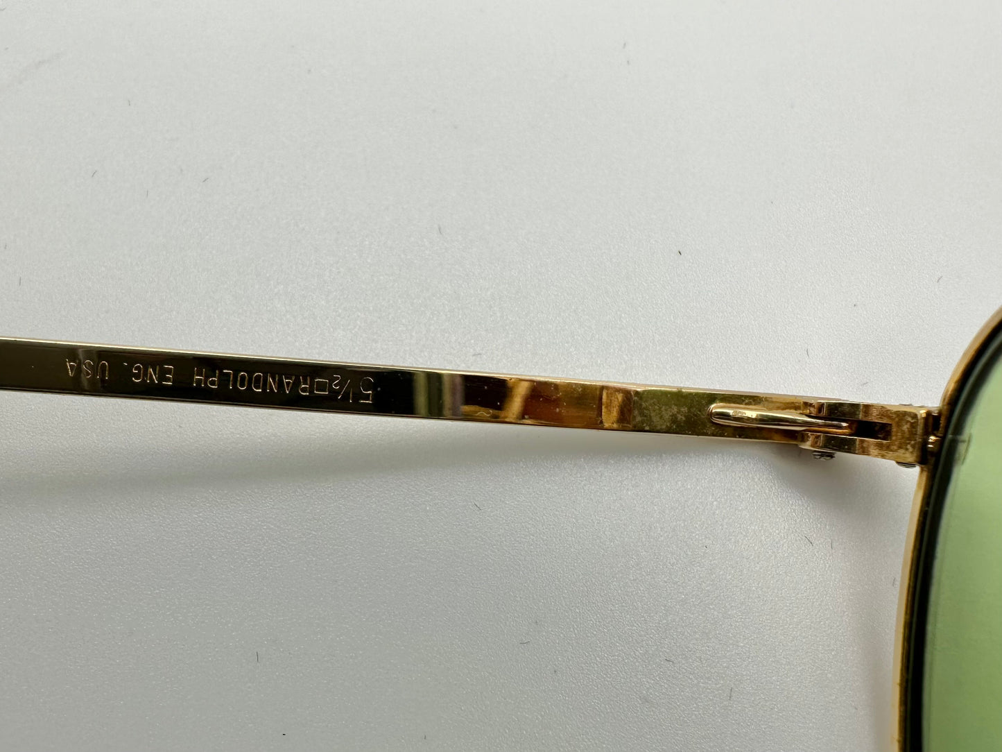 Rare Vintage Randolph Engineering 1990s 55mm Gold Green sunglasses