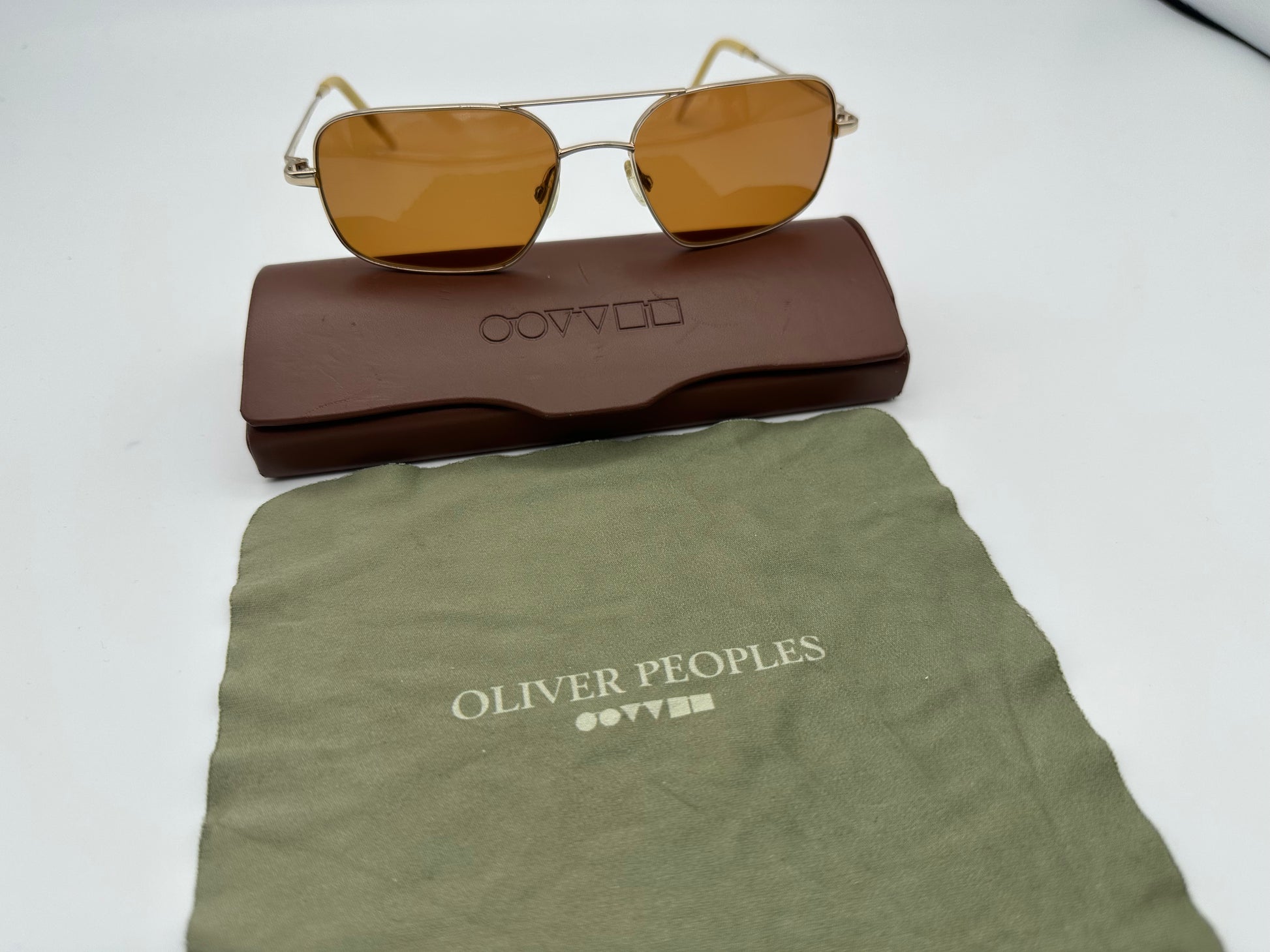 Oliver Peoples Victory 55 Gold VFX Cognac Burn Notice Michael