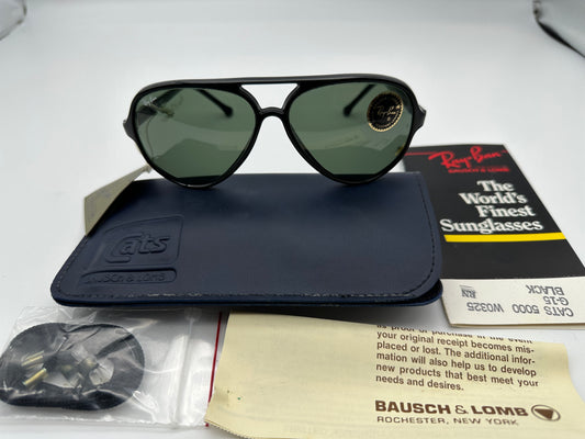 Vintage Ray Ban B&L CATS 5000 W025 Black G-15 New Old Stock