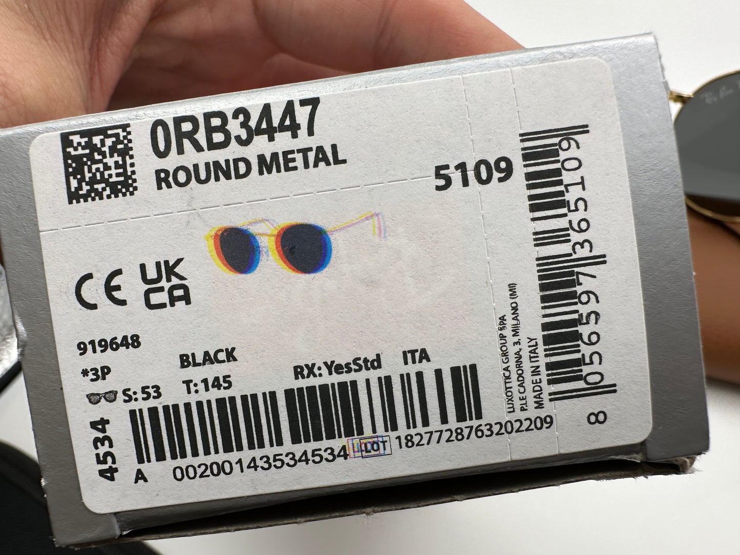 Ray Ban Round Metal Classic Polarized Black Unisex Sunglasses RB3447 919648 50