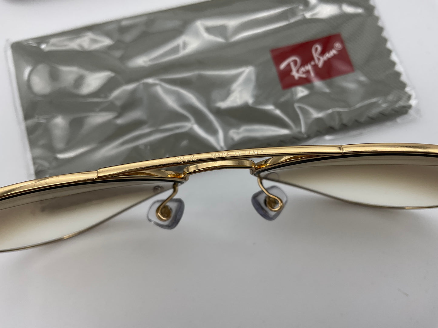 Sunglasses Ray-Ban AVIATOR 58mm RB3025 001/51 Gold Gradient Brown Clear Glass Lenses NEW