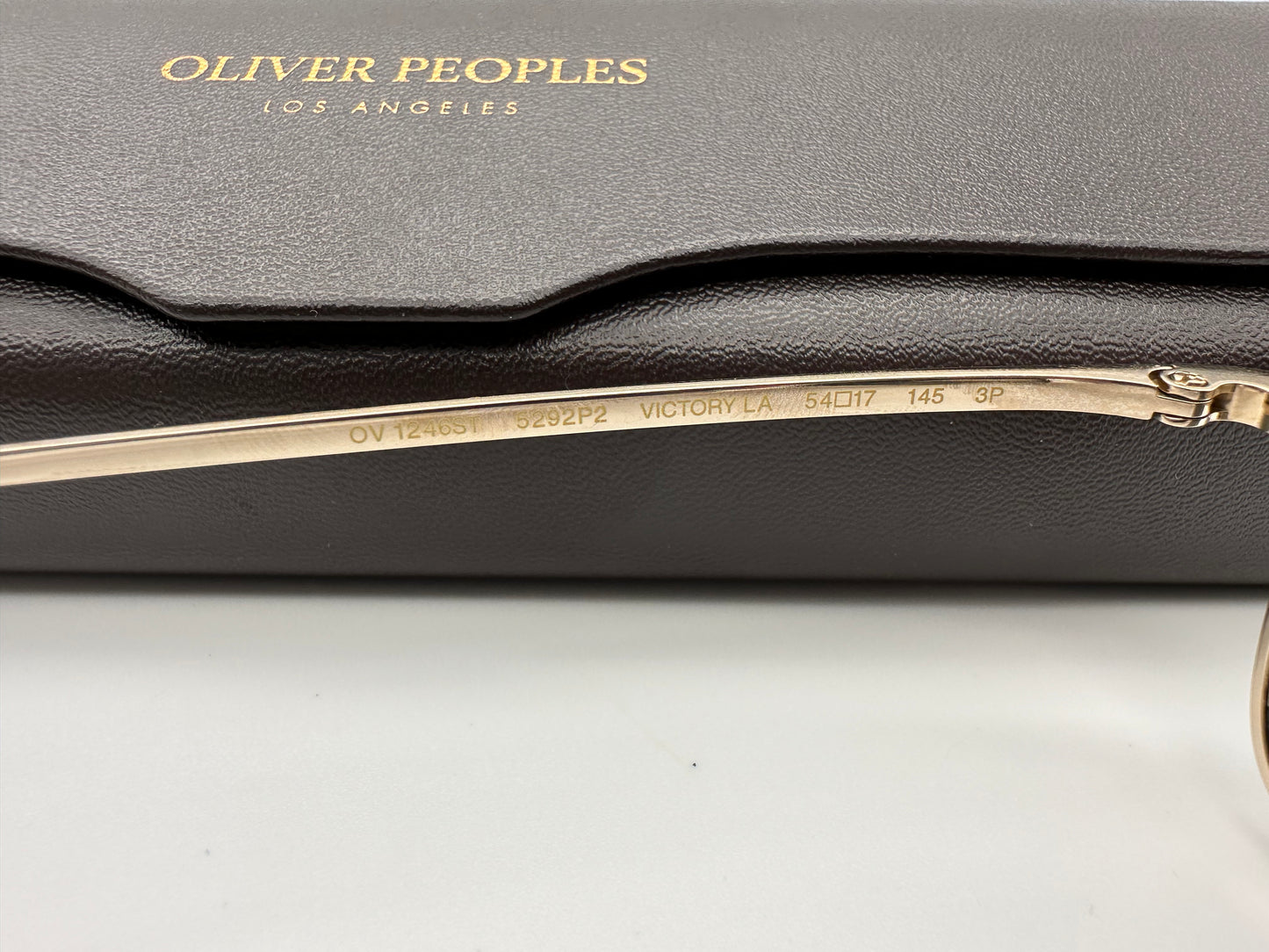 Preowned Oliver Peoples VICTORY LA 54mm Titanium OV1246ST 5292P2 GOLD Glass Polarized Sunglasses