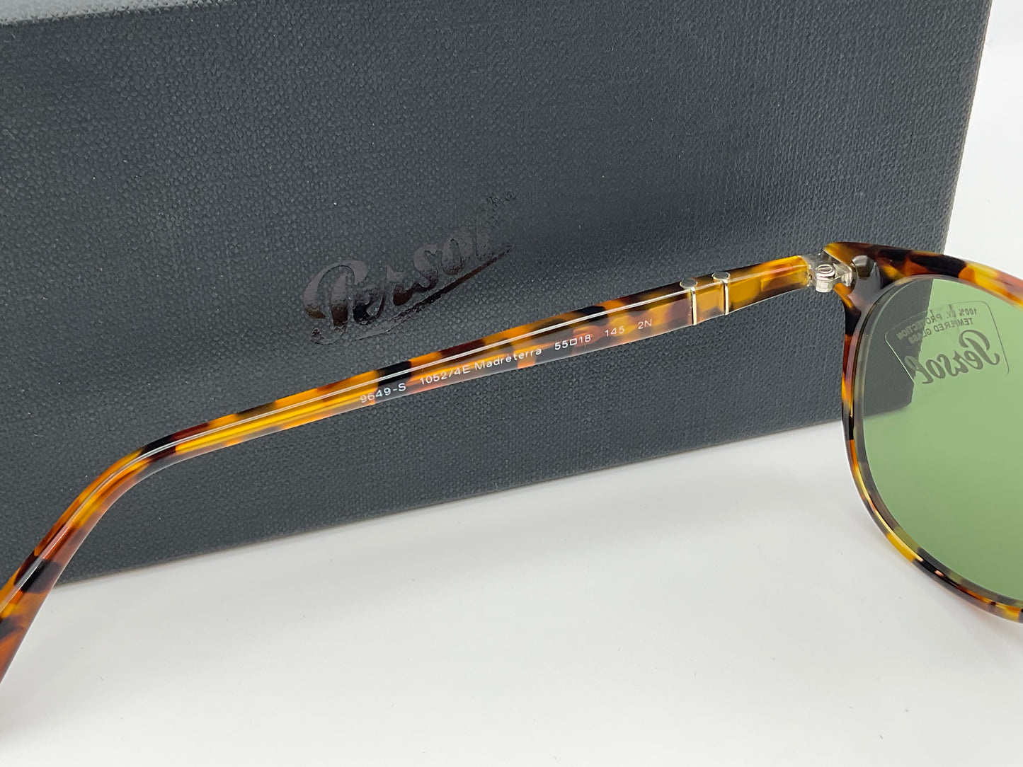 PERSOL PO9649s 55mm Medreterra Tortoise Crystal Green Sunglasses 10524E New