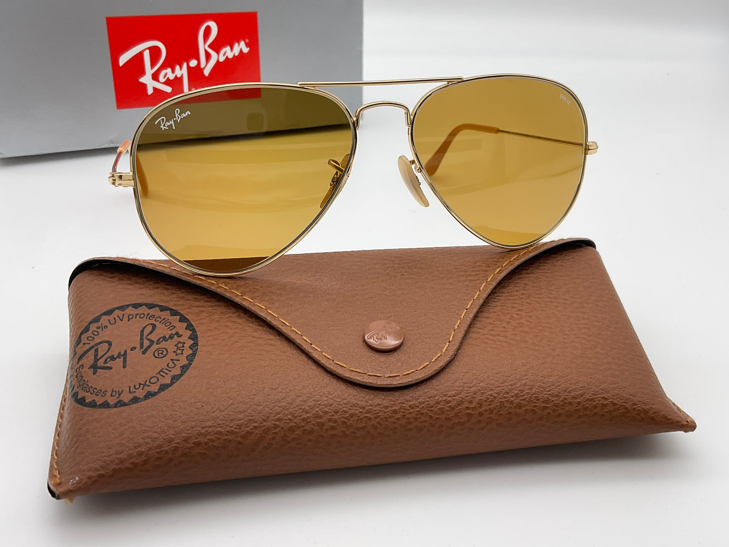 Ray Ban Aviator 55mm Washed Evolve Brown Photochromic Gold