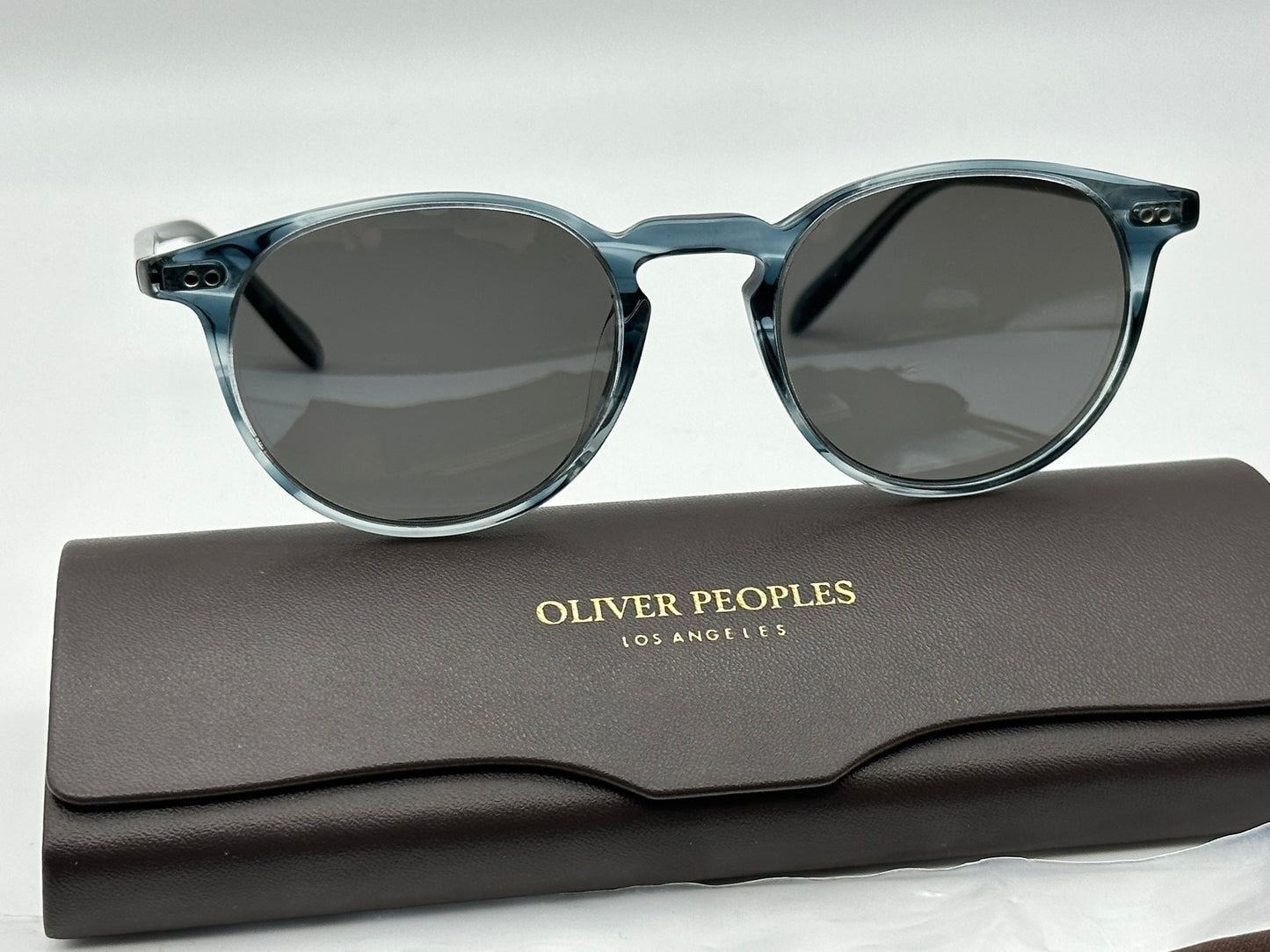 Oliver Peoples RILEY SUN Washed Lapis Carbon Gray OV5004SU 1704R5  Round Sunglasses