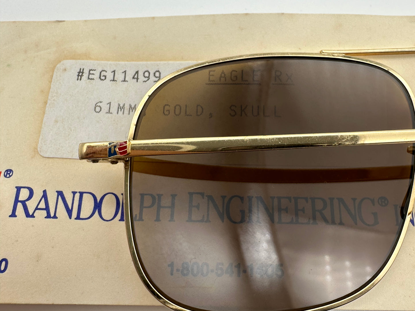 Randolph Engineering Eagle 61mm Gold Skull EG11499 Brown Lens Vintage