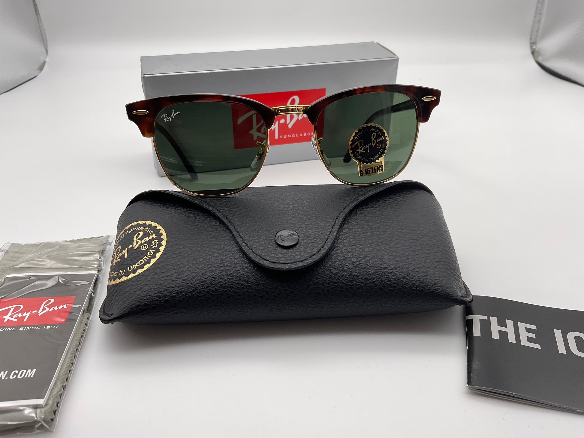 Ray Ban Clubmaster Tortoise 49 mm Sunglasses RB3016 W0366 Made in Ital Shade Review Store