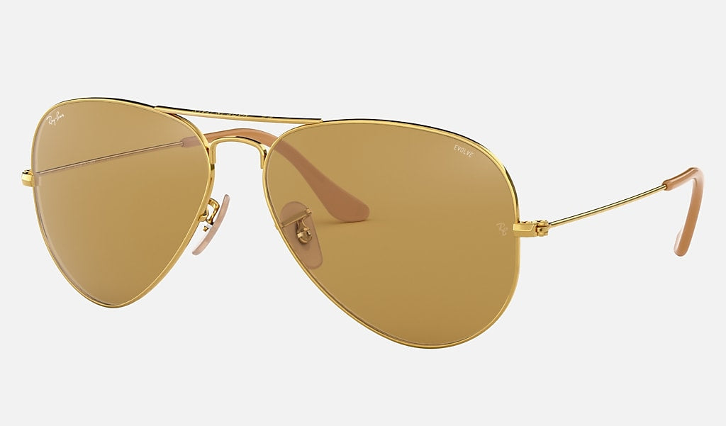 Ray Ban Aviator 55mm Washed Evolve Brown Photochromic Gold