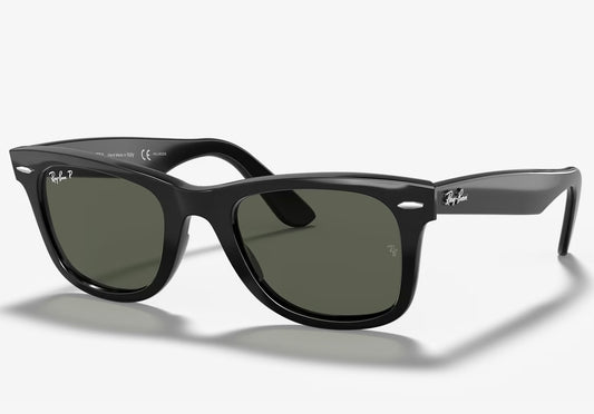 Ray Ban Original Wayfarer Classic 50mm RB 2140 901/58 Black Green Polarized hand made in Italy NEW