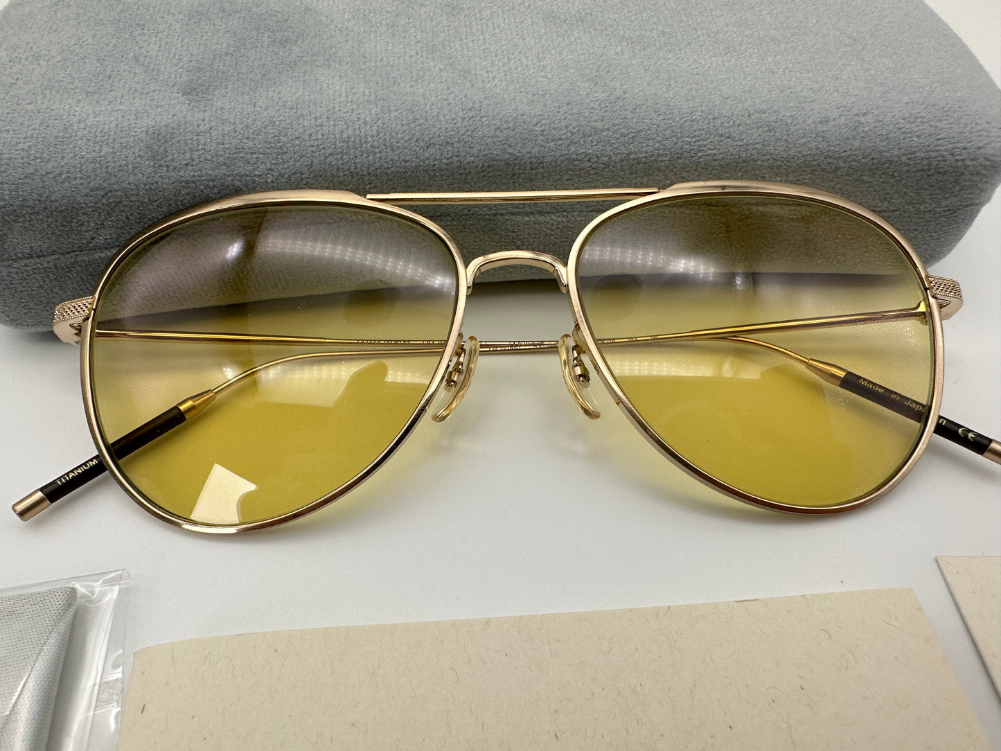 Oliver Peoples TK-3 OV1276ST Brushed Gold/Yellow 53mm Titanium Japan Sunglasses $625 MSRP!