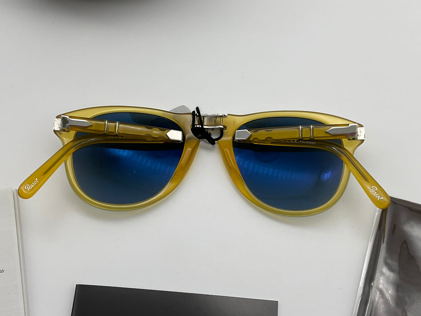 Persol 714SM 54MM Steve McQueen Folding Opal Yellow Polarized Gradie Shade Review Store