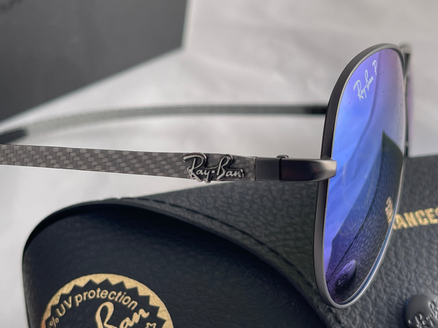 NEW Ray Ban Chromance Carbon Fiber POLARIZED Aviator Blue Mirror RB831 Shade Review Store