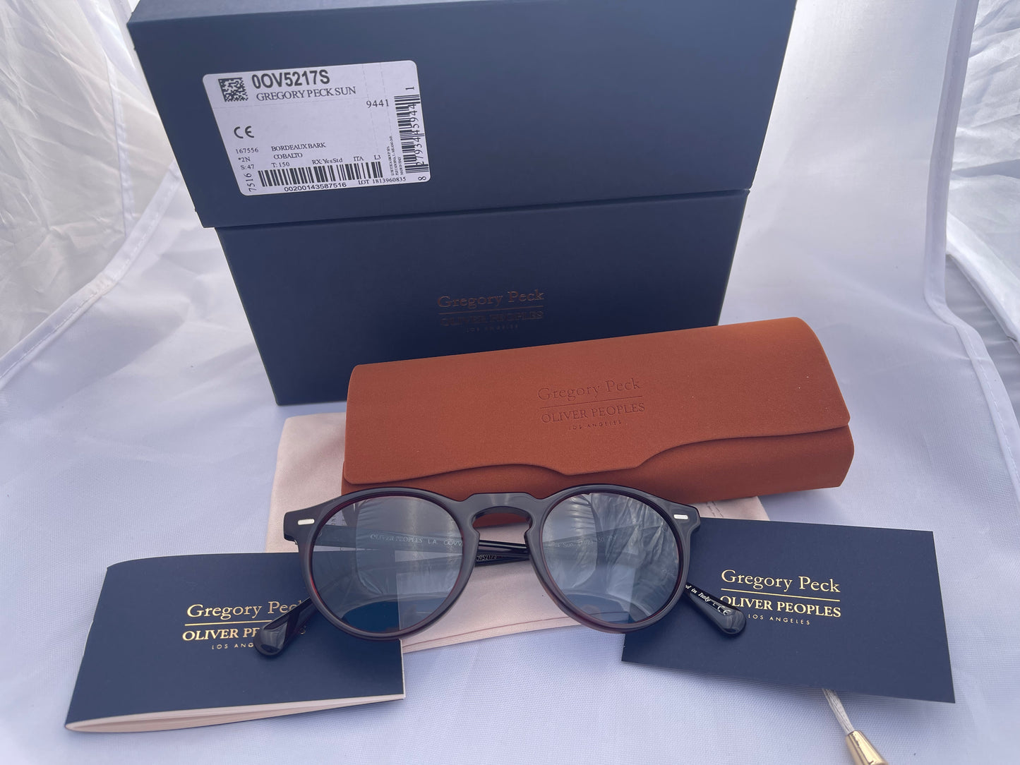 Oliver Peoples OV5217S Gregory Peck sunglasses Bordeaux Bark/Cobalto size 47 new
