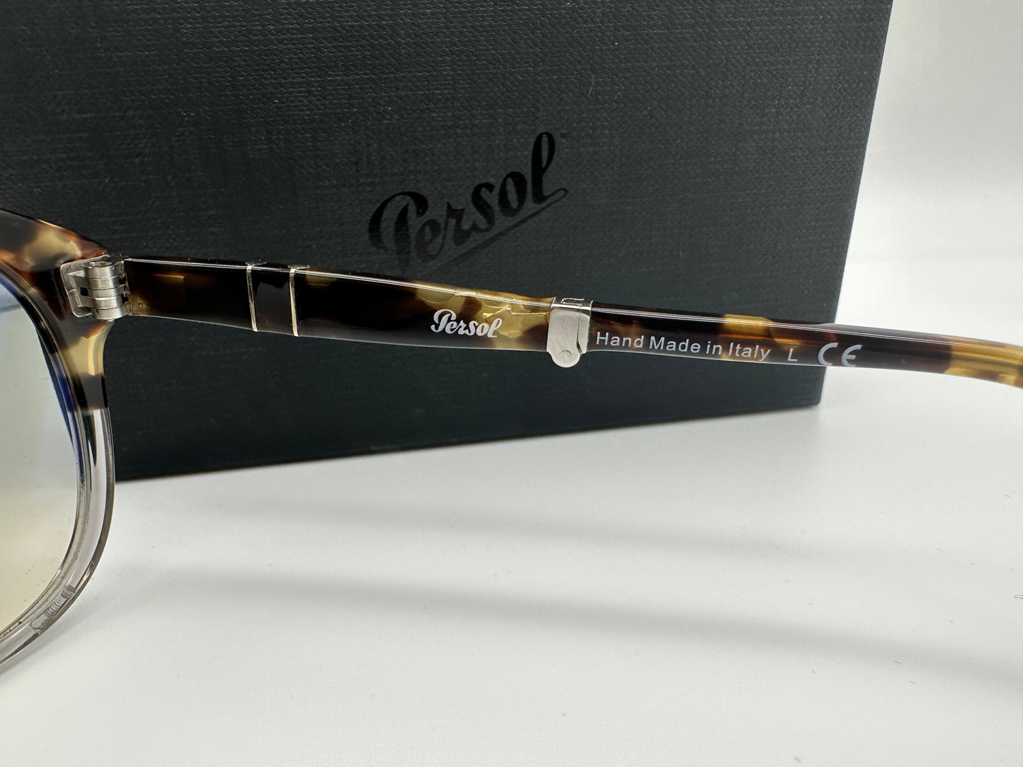 Persol  PO 714 113032 52mm Brown Tortoise/Transparent Gray Folding Italy