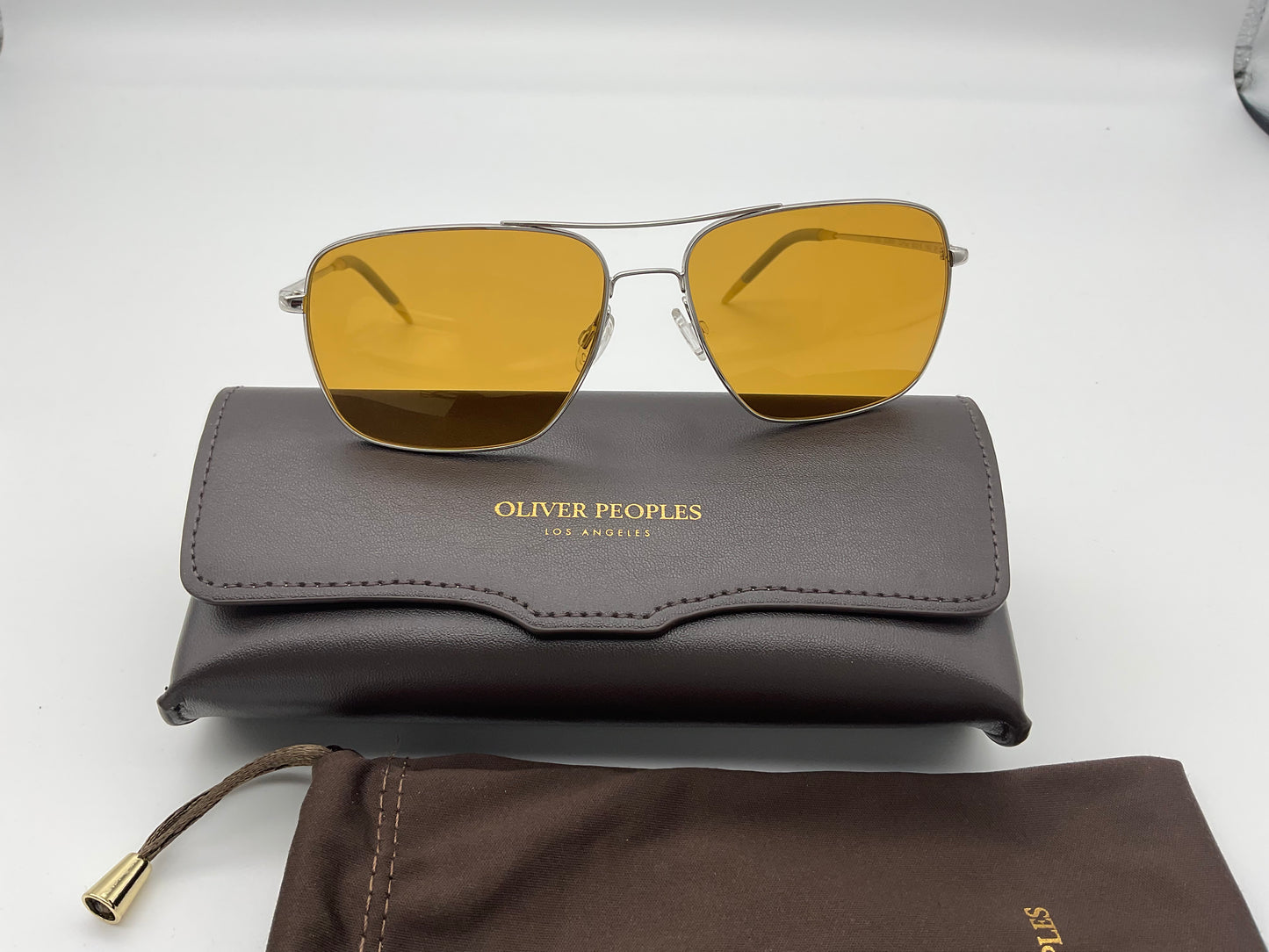 Oliver Peoples Clifton Silver 58mm Amber Brown Polar