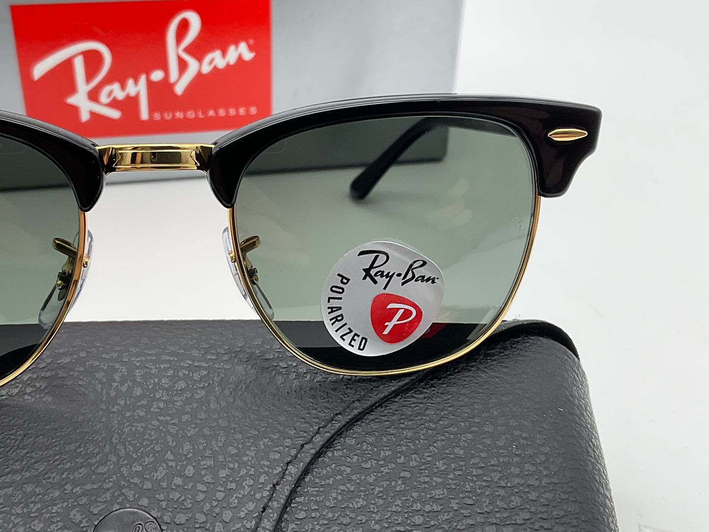 Ray Ban Clubmaster 49mm Black G 15 Green Polarized Sunglasses RB3016 901 58 Msrp Italy New