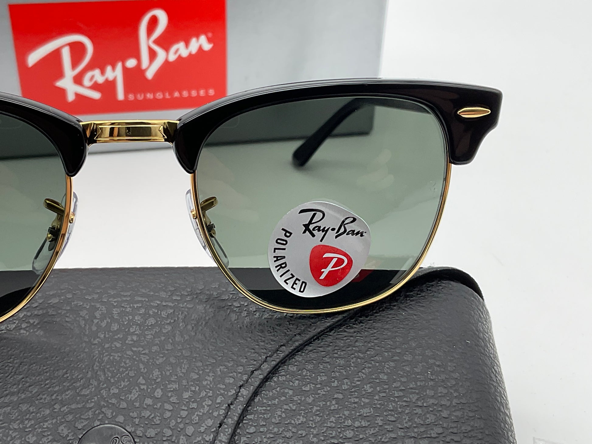 Ray Ban Clubmaster 49mm Black G 15 Green Polarized Sunglasses RB3016 901 58 Msrp Italy New