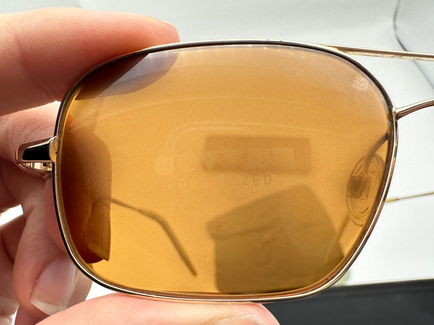 Oliver Peoples Victory 55 Gold VFX Cognac Burn Notice Michael Weston Polarized USED
