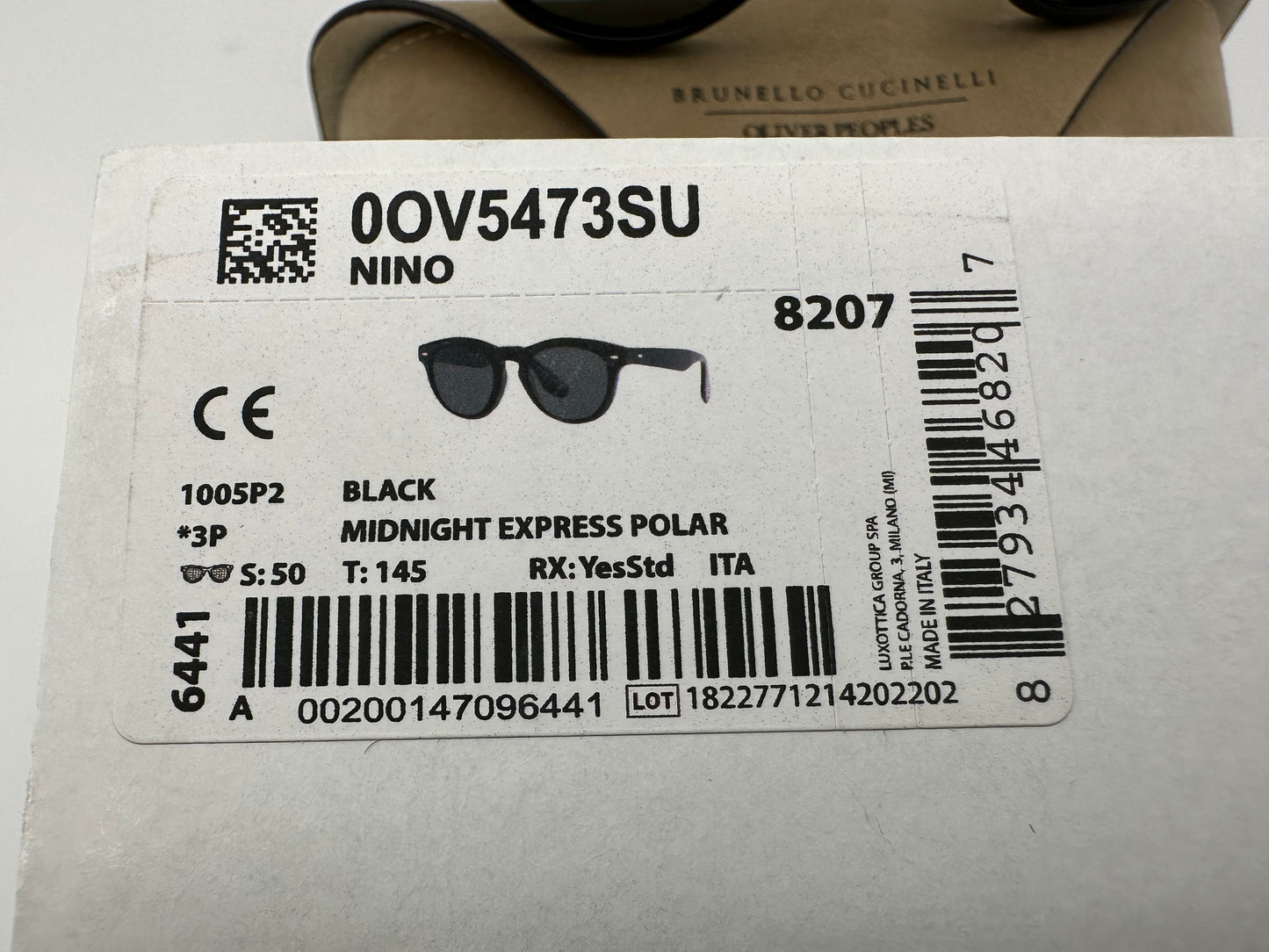 Oliver Peoples Nino Black Midnight Express Polar OV5473SU 1005P2 Nino 50mm Brunello Cucinelli Sunglasses
