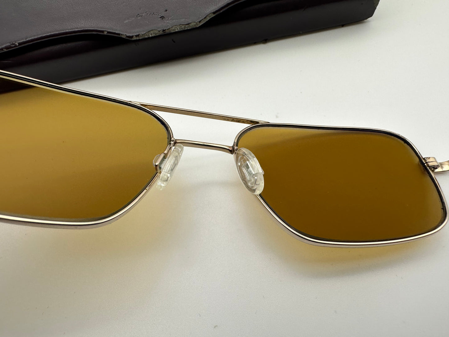 Oliver Peoples Victory 55 Gold VFX Cognac Burn Notice Michael Weston Rare None Polarized USED