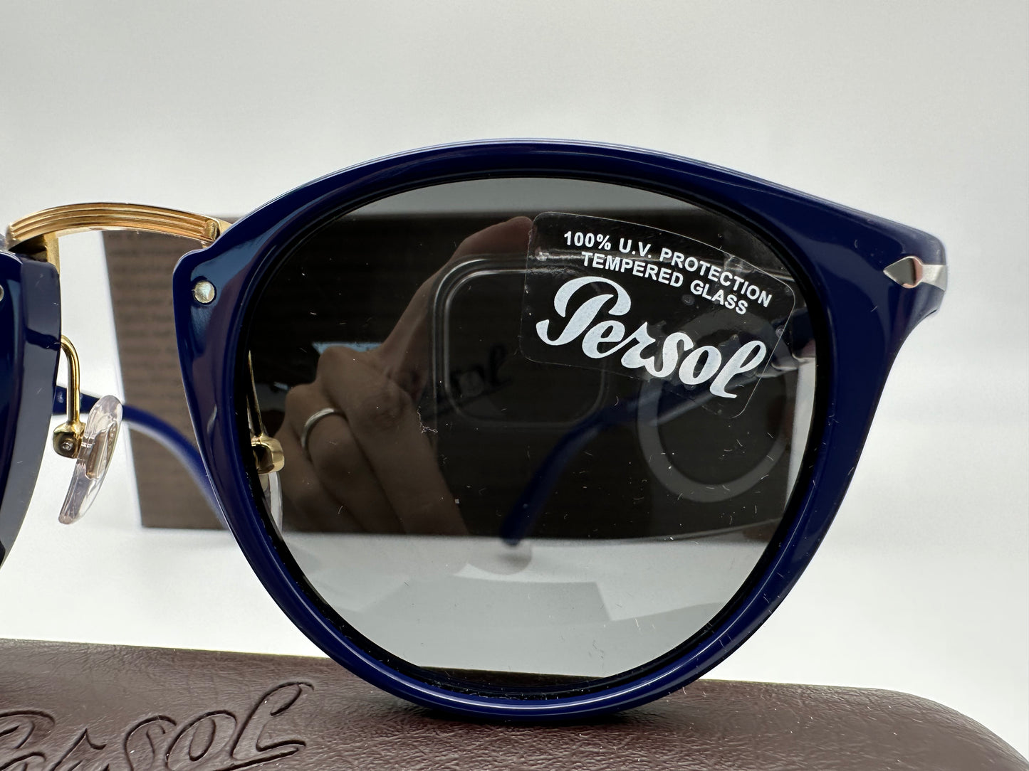 Persol Typewriter PO3108S 1144B14 49mm Blue Gray Rare Round Sunglasses Italy