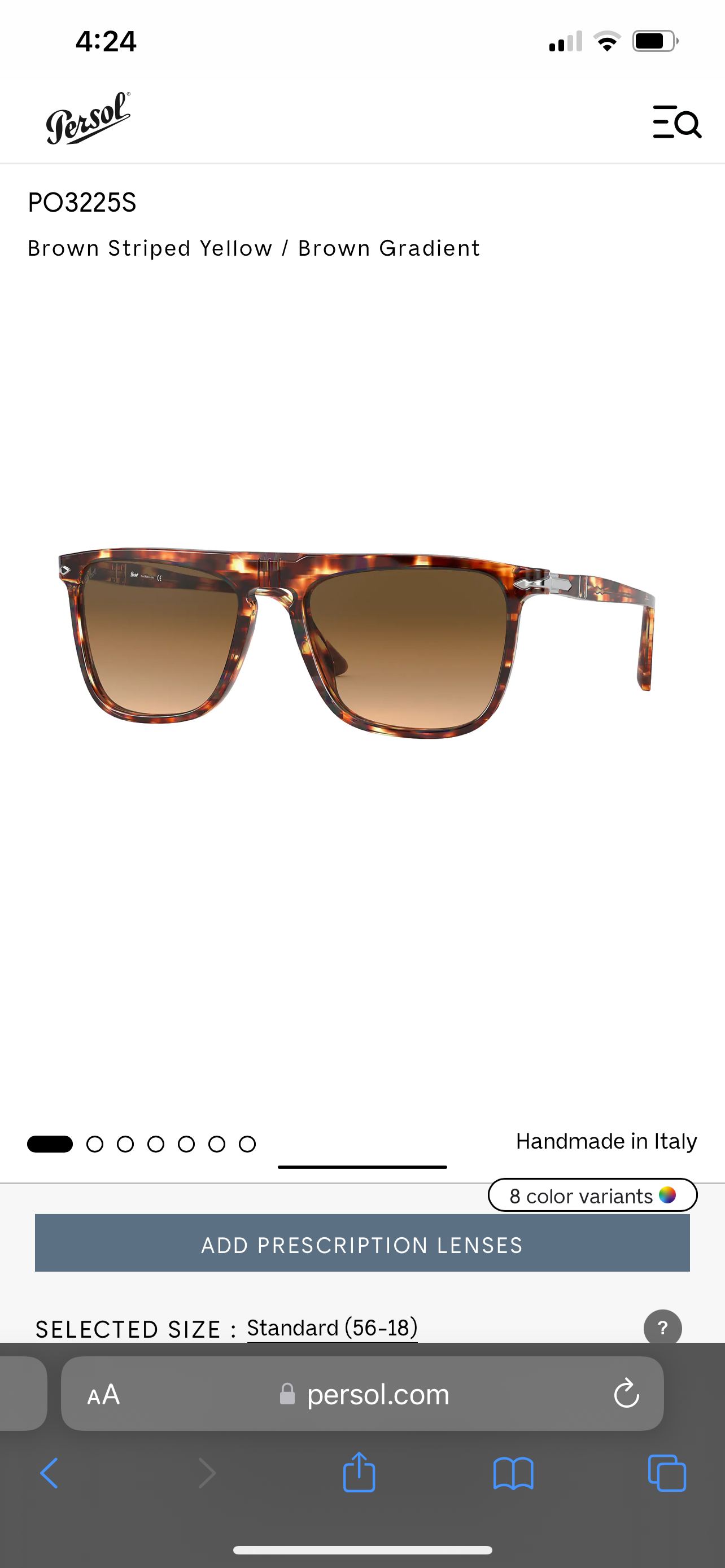 Persol PO 3225S 56mm Brown Striped Yellow/ Brown Gradient 1123-51 Sunglasses