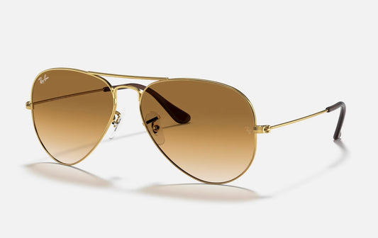 Sunglasses Ray-Ban AVIATOR 58mm RB3025 001/51 Gold Gradient Brown Clear Glass Lenses NEW