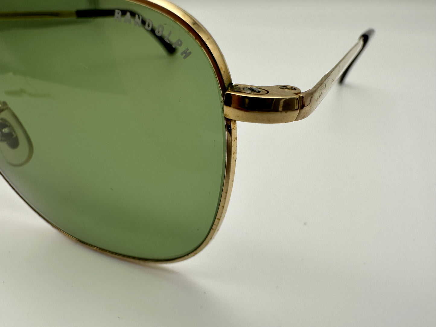 Rare Vintage Randolph Engineering 1990s 55mm Gold Green sunglasses