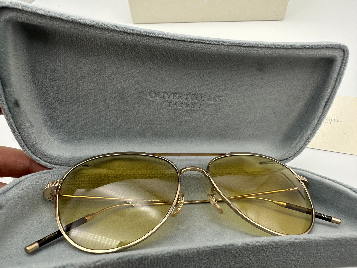 Oliver Peoples TK-3 OV1276ST Brushed Gold/Yellow 53mm Titanium Japan Sunglasses $625 MSRP!