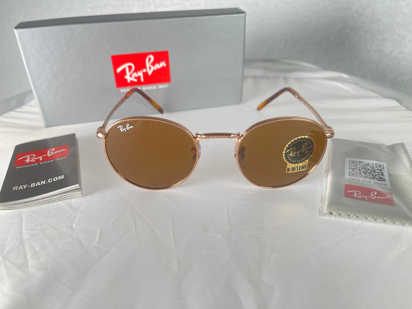 Ray-Ban RB3637 NEW ROUND Color: 920233 Rose Gold / brown Lens Size: 50-21-140