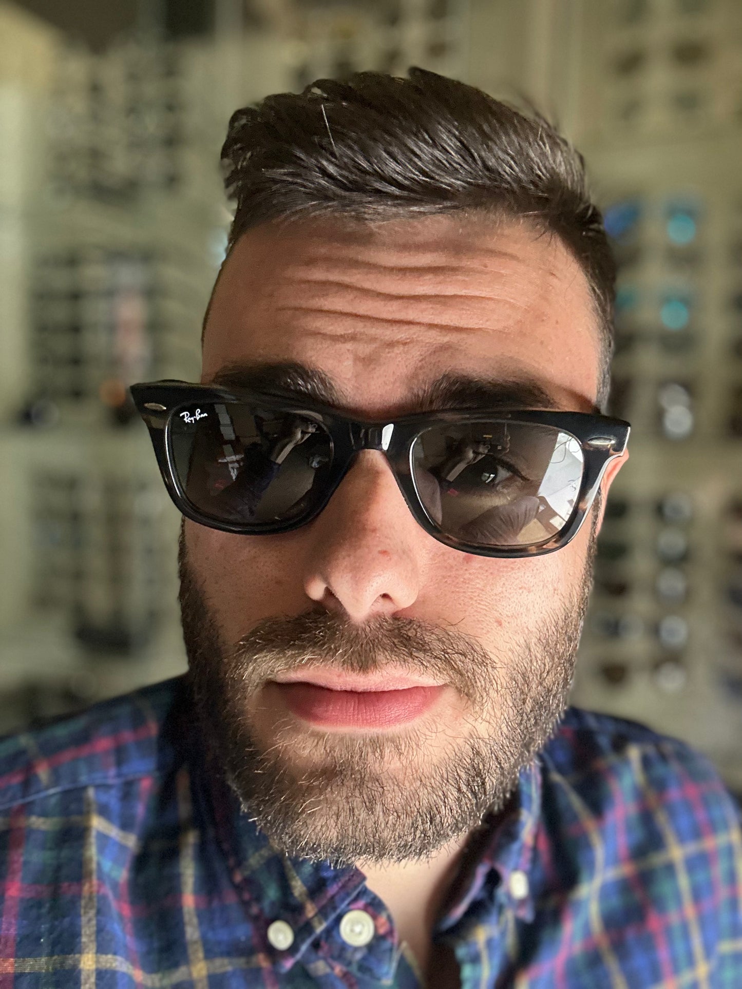 Ray Ban Original Wayfarer Bio Acetate 50mm 136071 Striped Gray Gray G Shade Review Store