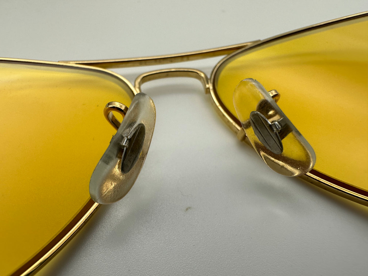 Bausch & Lomb Ray Ban 58-14 Aviator Gold Ambermatic Vintage 1970s NOS READ