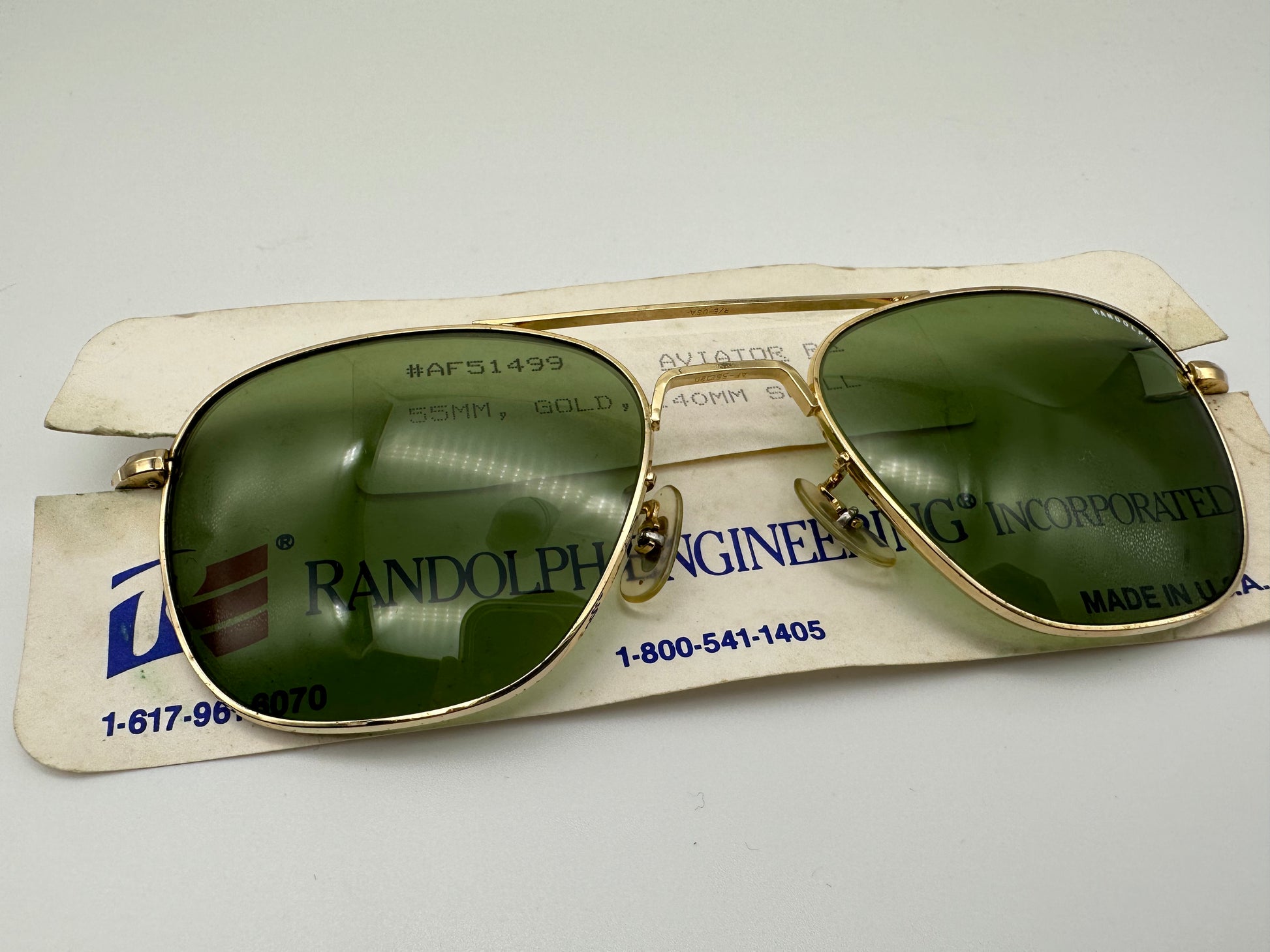 Randolph Engineering Raptor Rare Vintage Randolph Engineering 1990s 55mm Gold Green sunglasses ...