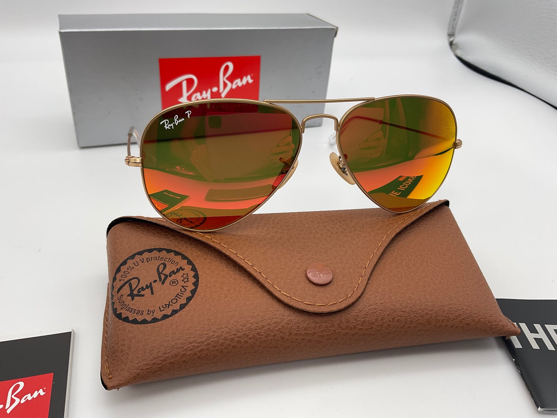 Ray ban orange flash polarized sales