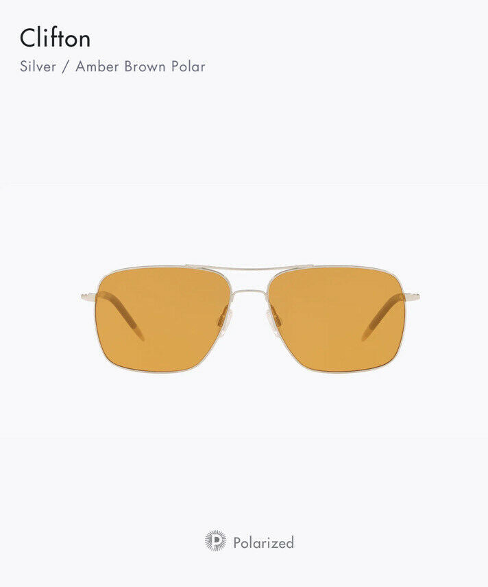 Oliver Peoples Clifton Silver 58mm Amber Brown Polar