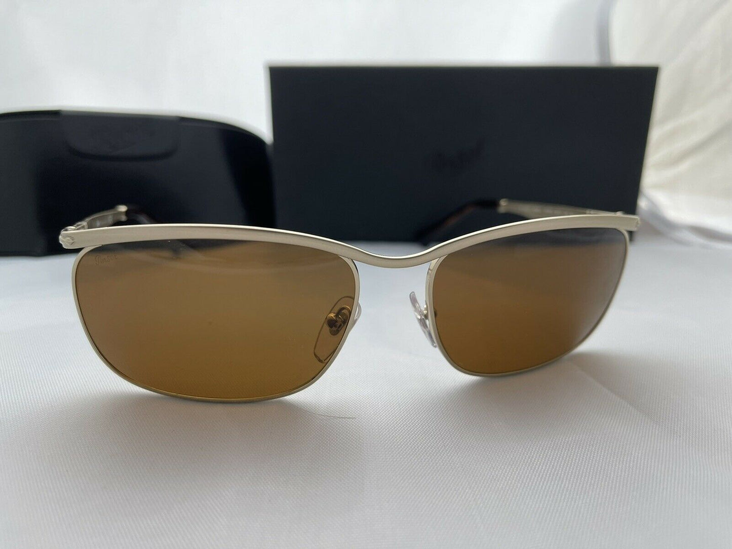 PERSOL Key west PO2458S 107633 Gold Rectangle Men's 62 mm Sunglasses